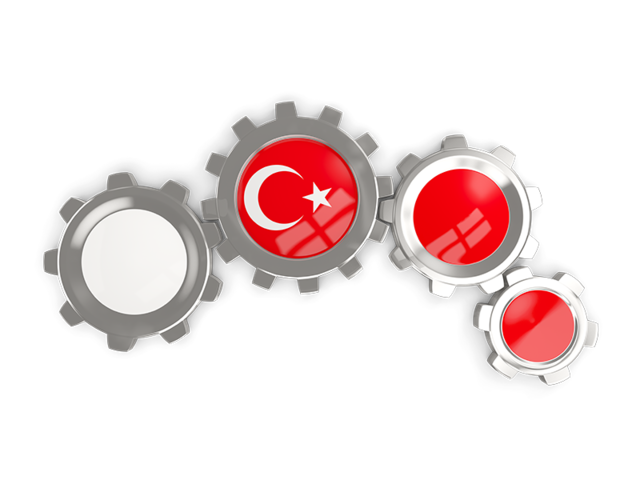 Metallic gears. Download flag icon of Turkey at PNG format