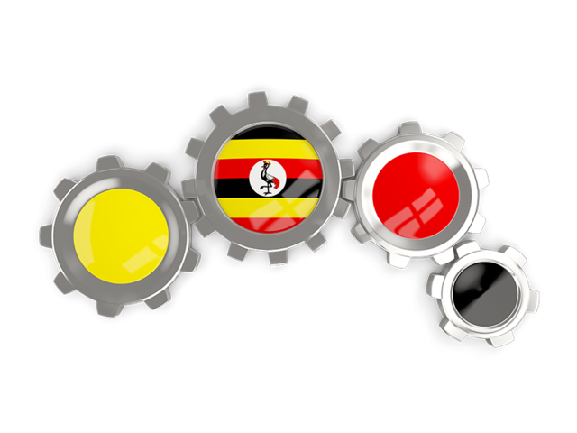 Metallic gears. Download flag icon of Uganda at PNG format