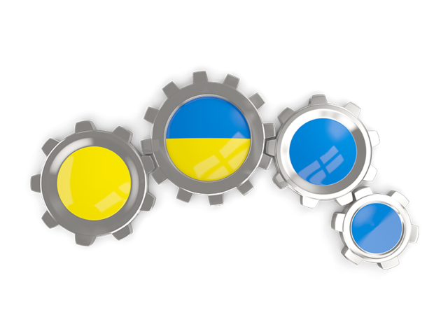 Metallic gears. Download flag icon of Ukraine at PNG format