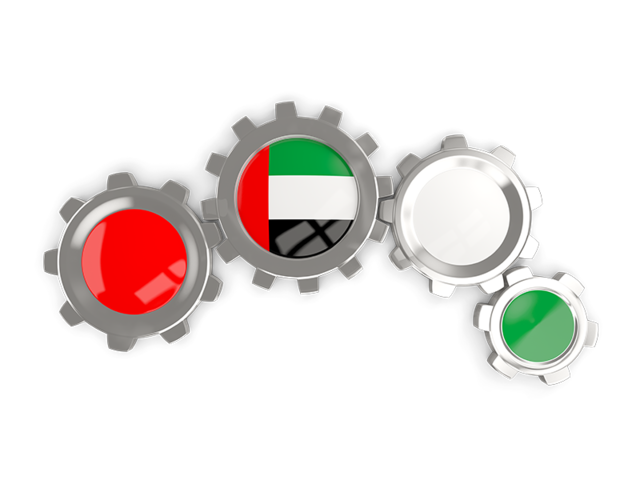 Металлические шестеренки. Скачать флаг. Объединённые Арабские Эмираты
