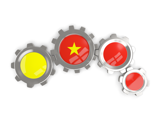 Metallic gears. Download flag icon of Vietnam at PNG format