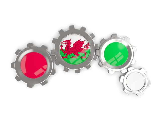Metallic gears. Download flag icon of Wales at PNG format
