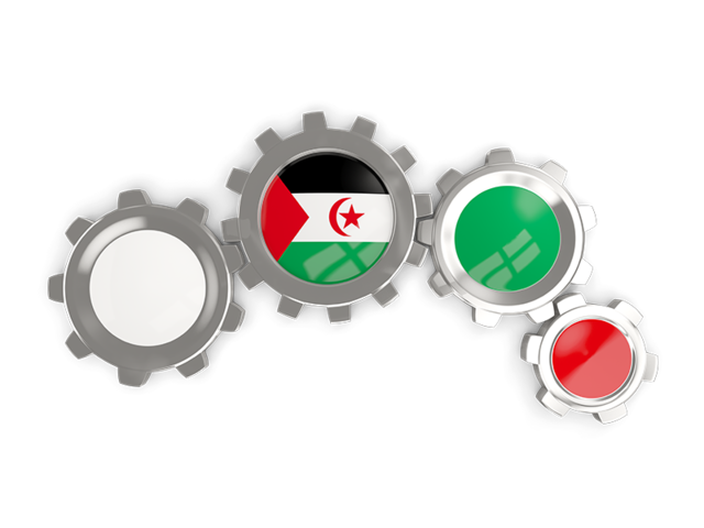 Metallic gears. Download flag icon of Western Sahara at PNG format