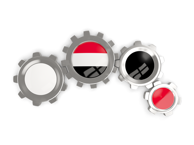 Metallic gears. Download flag icon of Yemen at PNG format