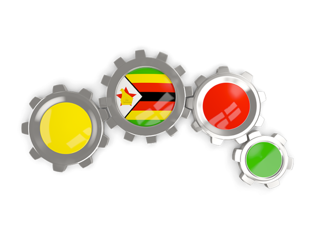 Metallic gears. Download flag icon of Zimbabwe at PNG format