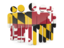 Flag of state of Maryland. People icon. Download icon