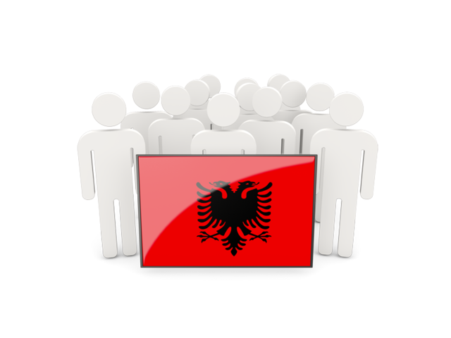 Люди с флагом. Скачать флаг. Албания