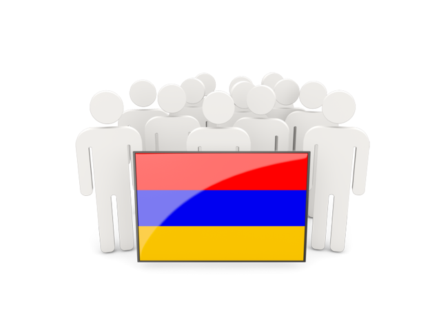 Люди с флагом. Скачать флаг. Армения