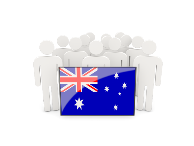 Люди с флагом. Скачать флаг. Австралийский Союз