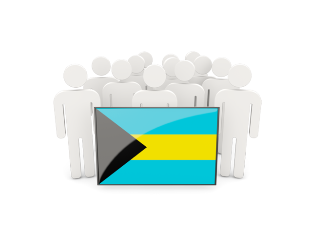Люди с флагом. Скачать флаг. Багамские Острова