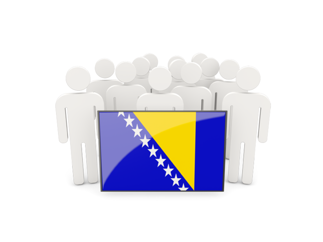 Люди с флагом. Скачать флаг. Босния и Герцеговина