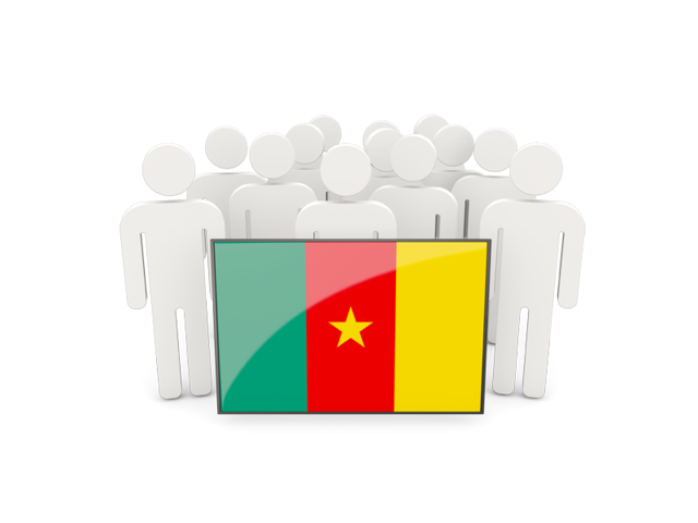 Люди с флагом. Скачать флаг. Камерун