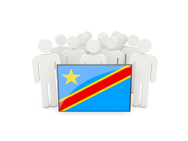 Люди с флагом. Скачать флаг. Демократическая Республика Конго