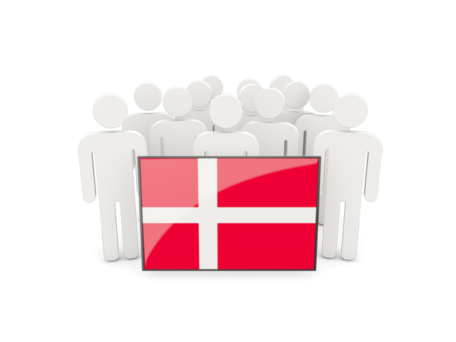 Люди с флагом. Скачать флаг. Дания