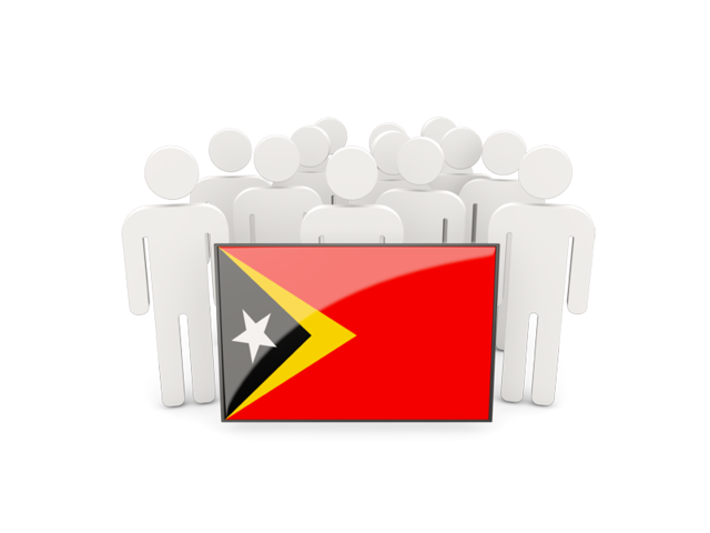 Люди с флагом. Скачать флаг. Восточный Тимор