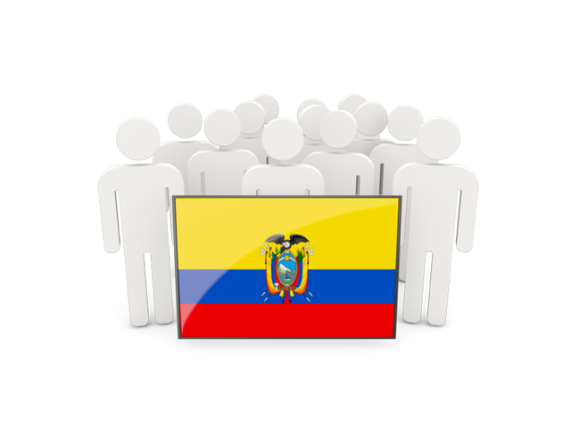 Люди с флагом. Скачать флаг. Эквадор