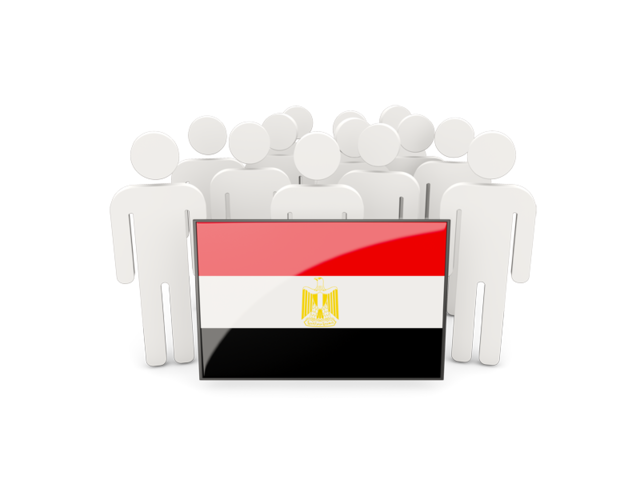Люди с флагом. Скачать флаг. Египет