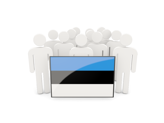 Люди с флагом. Скачать флаг. Эстония