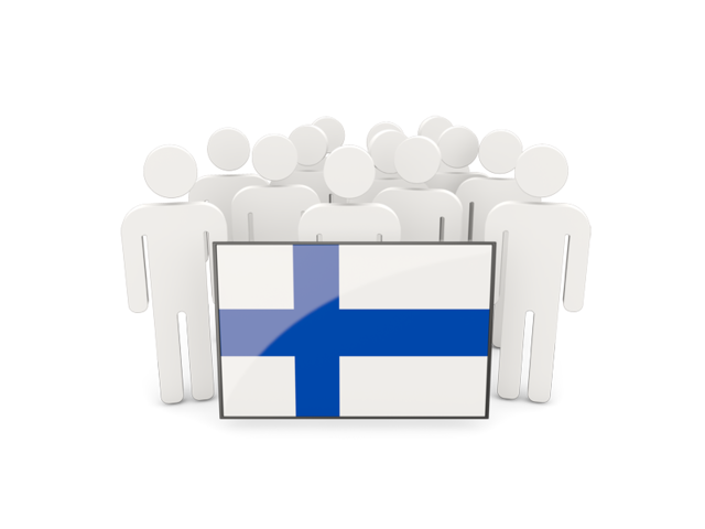 Люди с флагом. Скачать флаг. Финляндия
