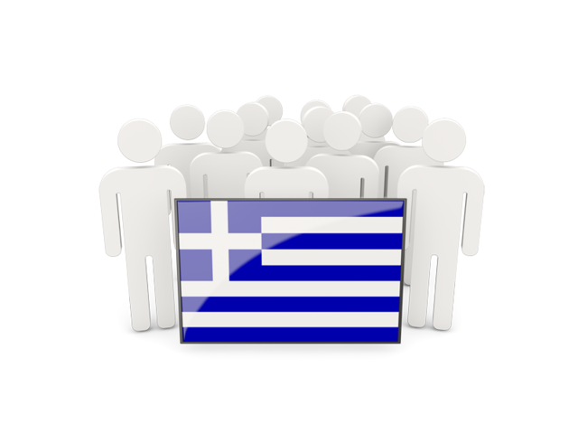 Люди с флагом. Скачать флаг. Греция