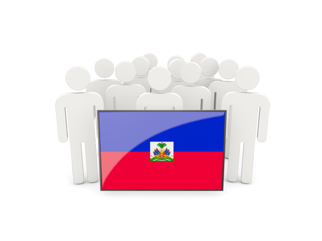 Люди с флагом. Скачать флаг. Гаити