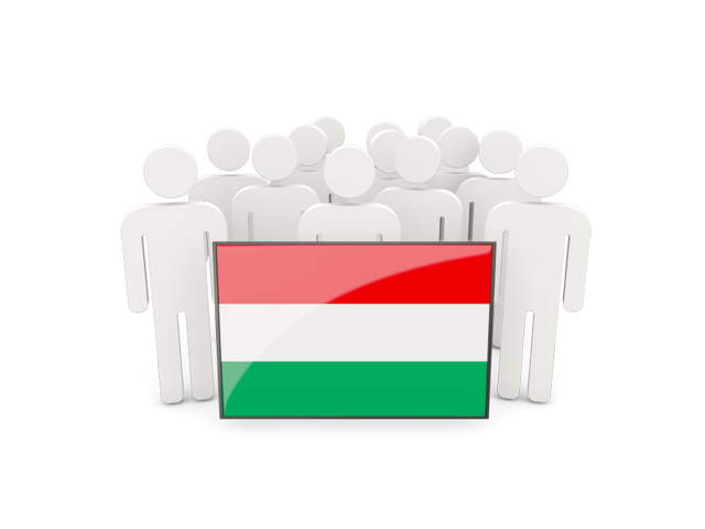 Люди с флагом. Скачать флаг. Венгрия