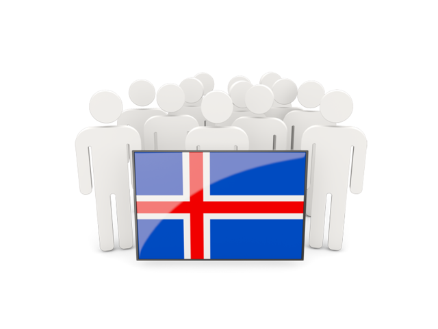 Люди с флагом. Скачать флаг. Исландия