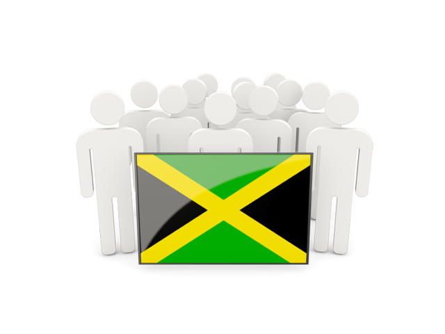 Люди с флагом. Скачать флаг. Ямайка