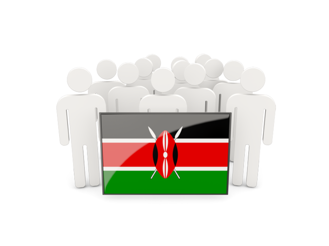 Люди с флагом. Скачать флаг. Кения