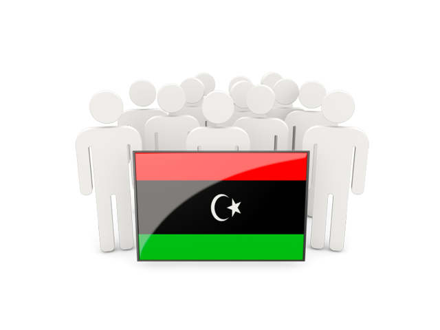 Люди с флагом. Скачать флаг. Ливия