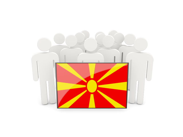 Люди с флагом. Скачать флаг. Македония