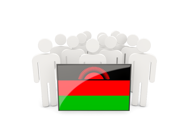 Люди с флагом. Скачать флаг. Малави