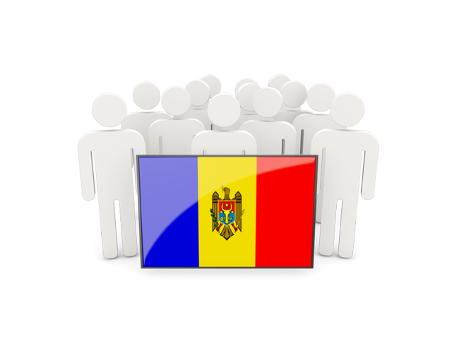 Люди с флагом. Скачать флаг. Молдавия