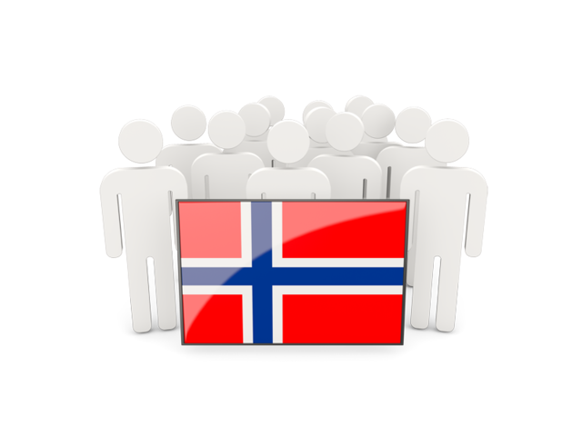 Люди с флагом. Скачать флаг. Норвегия
