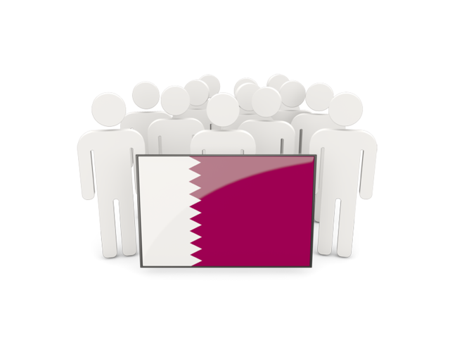 Люди с флагом. Скачать флаг. Катар