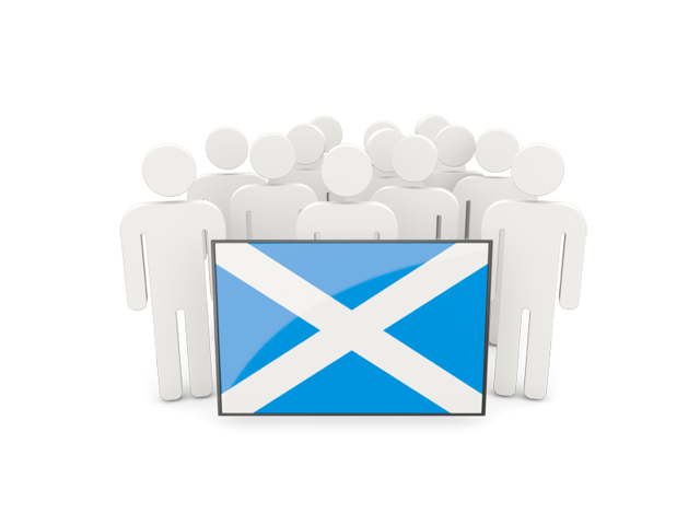 Люди с флагом. Скачать флаг. Шотландия