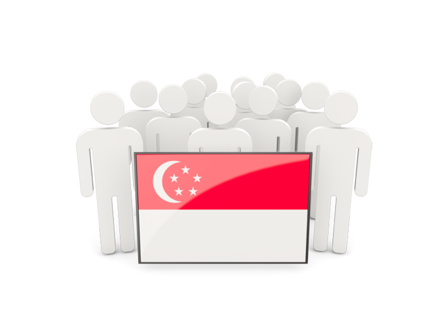 Люди с флагом. Скачать флаг. Сингапур