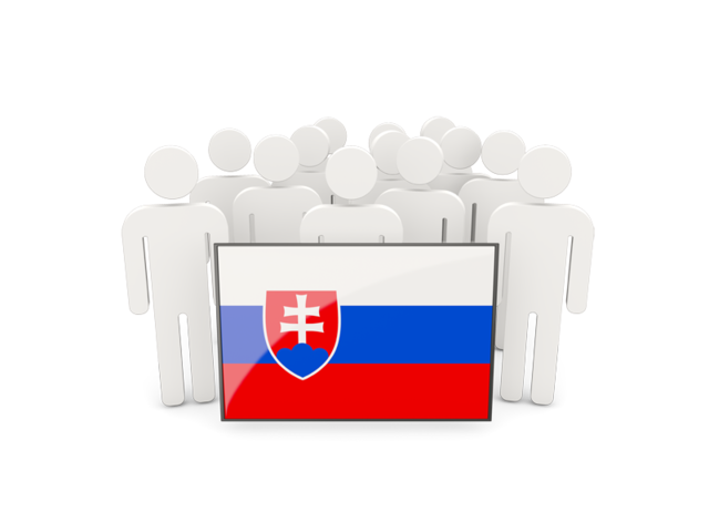 Люди с флагом. Скачать флаг. Словакия