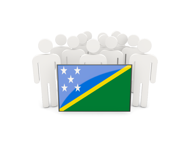 Люди с флагом. Скачать флаг. Соломоновы Острова