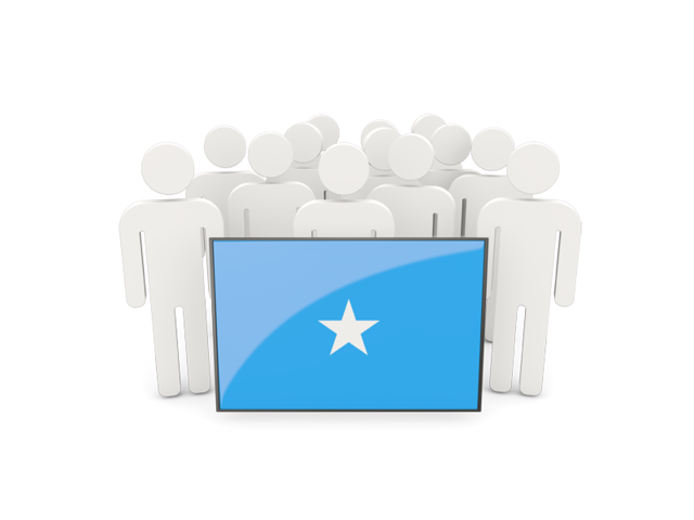 Люди с флагом. Скачать флаг. Сомали