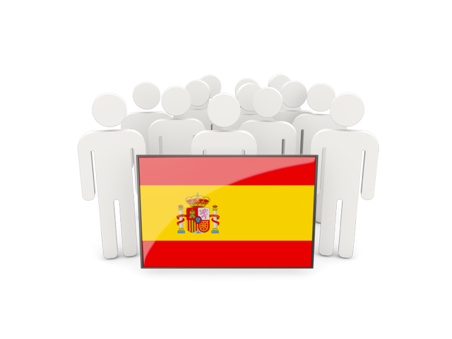 Люди с флагом. Скачать флаг. Испания