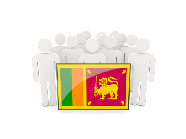 Люди с флагом. Скачать флаг. Шри-Ланка