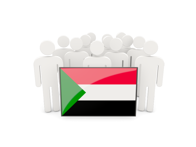 Люди с флагом. Скачать флаг. Судан