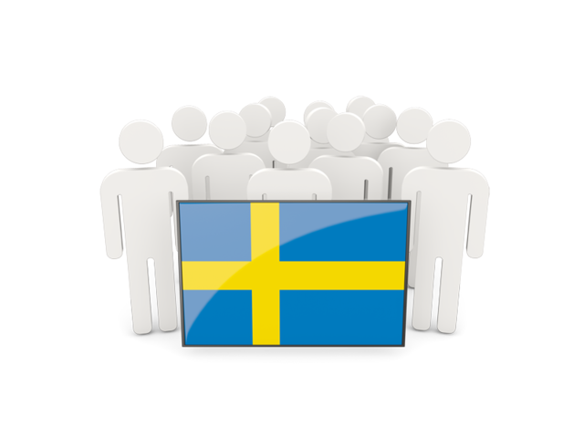Люди с флагом. Скачать флаг. Швеция