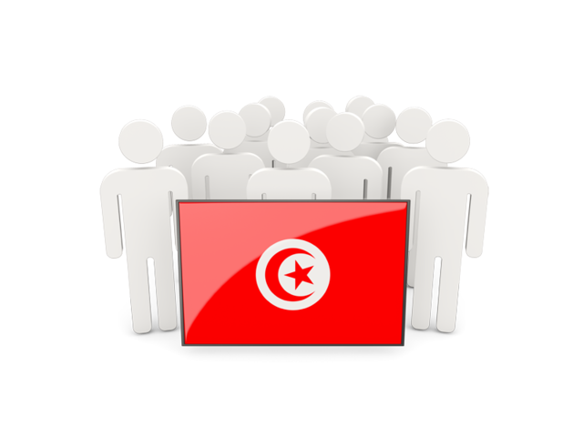 Люди с флагом. Скачать флаг. Тунис