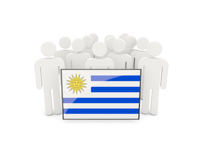 Люди с флагом. Скачать флаг. Уругвай