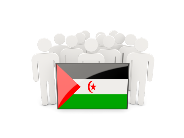 Люди с флагом. Скачать флаг. Западная Сахара