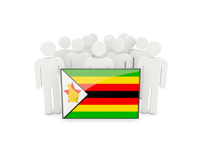 Люди с флагом. Скачать флаг. Зимбабве