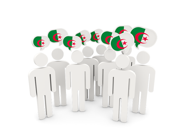 People with speech bubble. Download flag icon of Algeria at PNG format