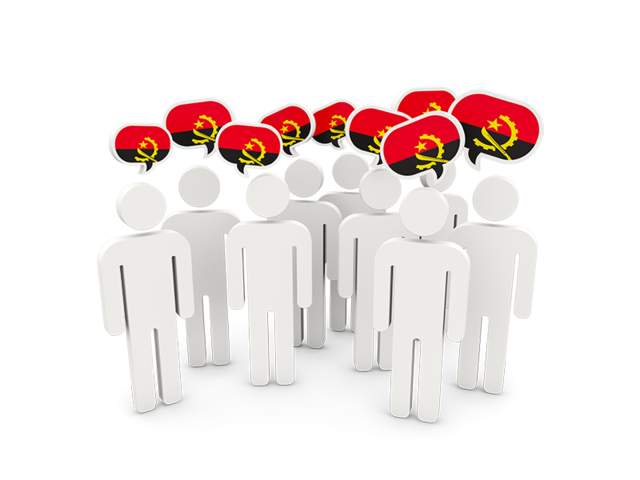 People with speech bubble. Download flag icon of Angola at PNG format
